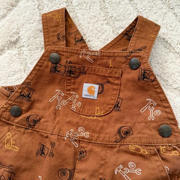 Carhartt Brown Kids Overalls Size 12 Months - Picture 2 of 6